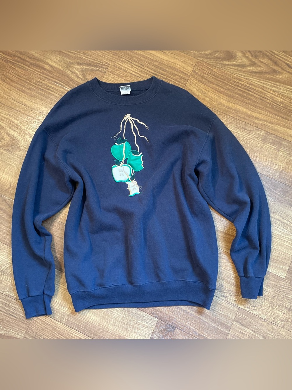Vintage Folk Art Sweatshirt USA Embroidered Avant Garde Art Weird Surreal Large